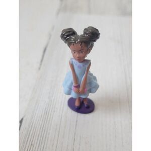 Disney pigtail bun girl mini blue dress toy figure